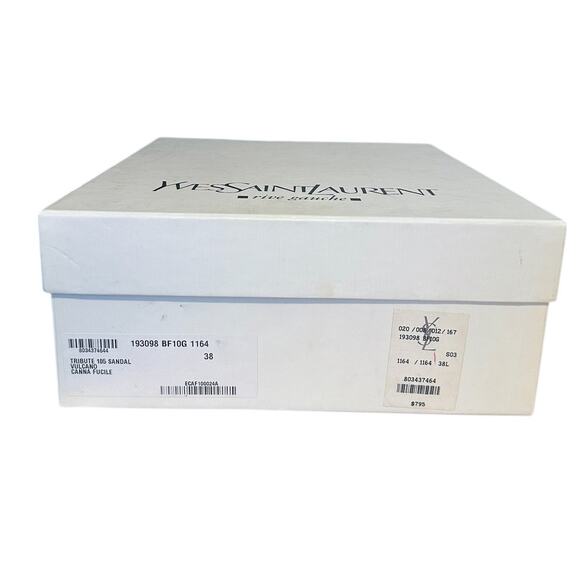 Saint Laurent Tribute Pewter Silver Embossed Leather Platform High Heels  38 - Picture 11 of 12